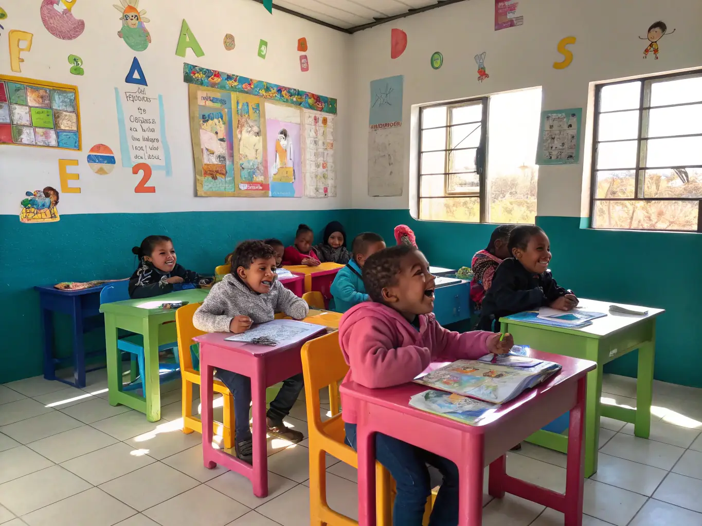 A photograph showcasing children participating in an educational workshop at the Saint Léonard Chapel, learning about the history and significance of the chapel through interactive activities and storytelling.