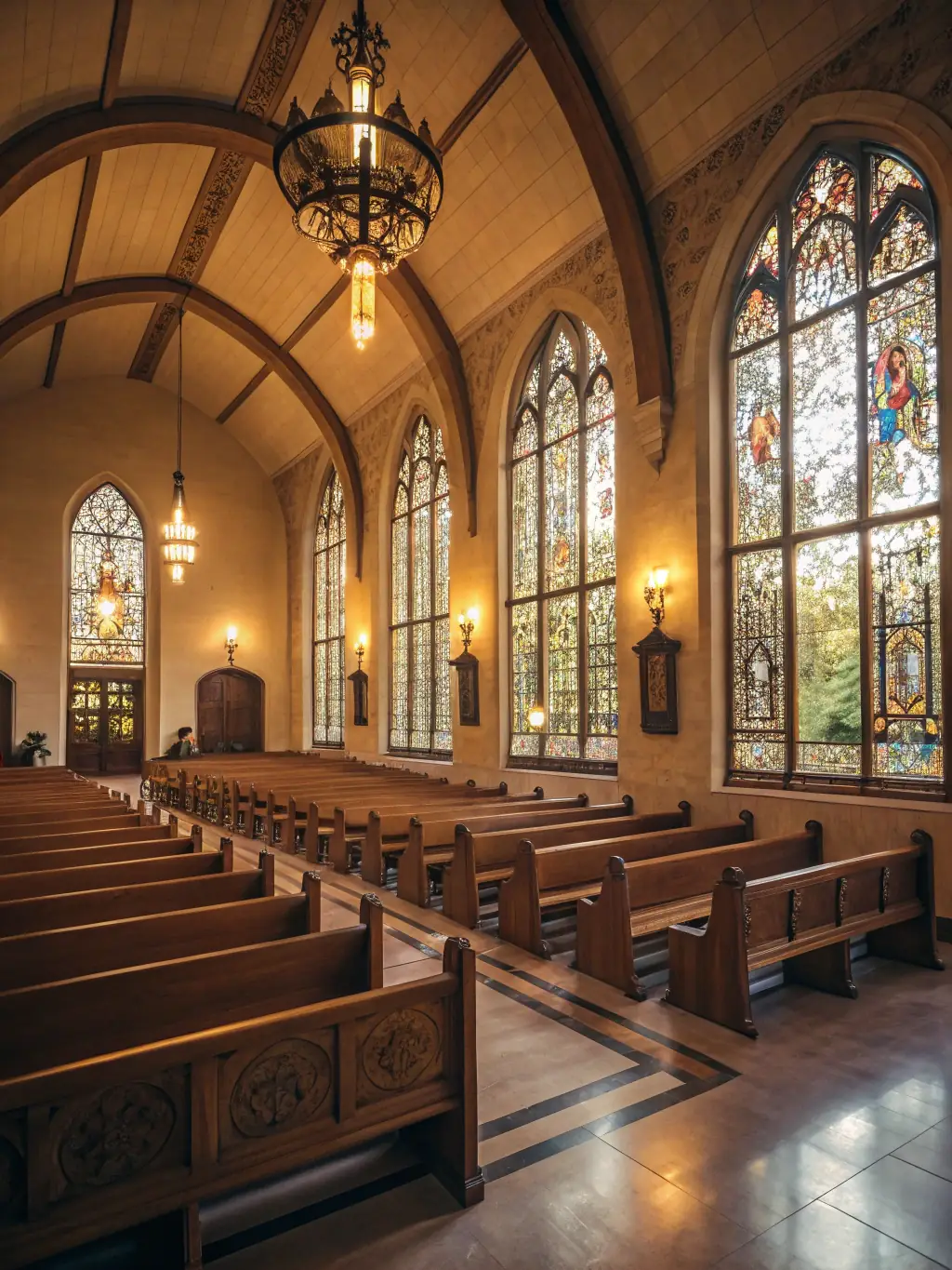 A photo of a guided tour taking place at the chapel, with a knowledgeable guide explaining the history and significance of the site to visitors.