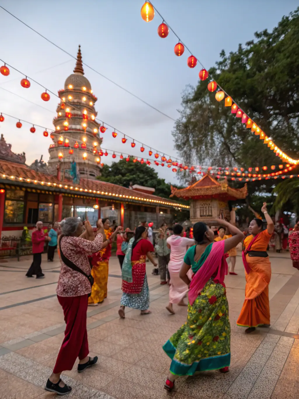 A vibrant image of a community event held at the chapel, showcasing local residents participating in a cultural celebration or historical reenactment.
